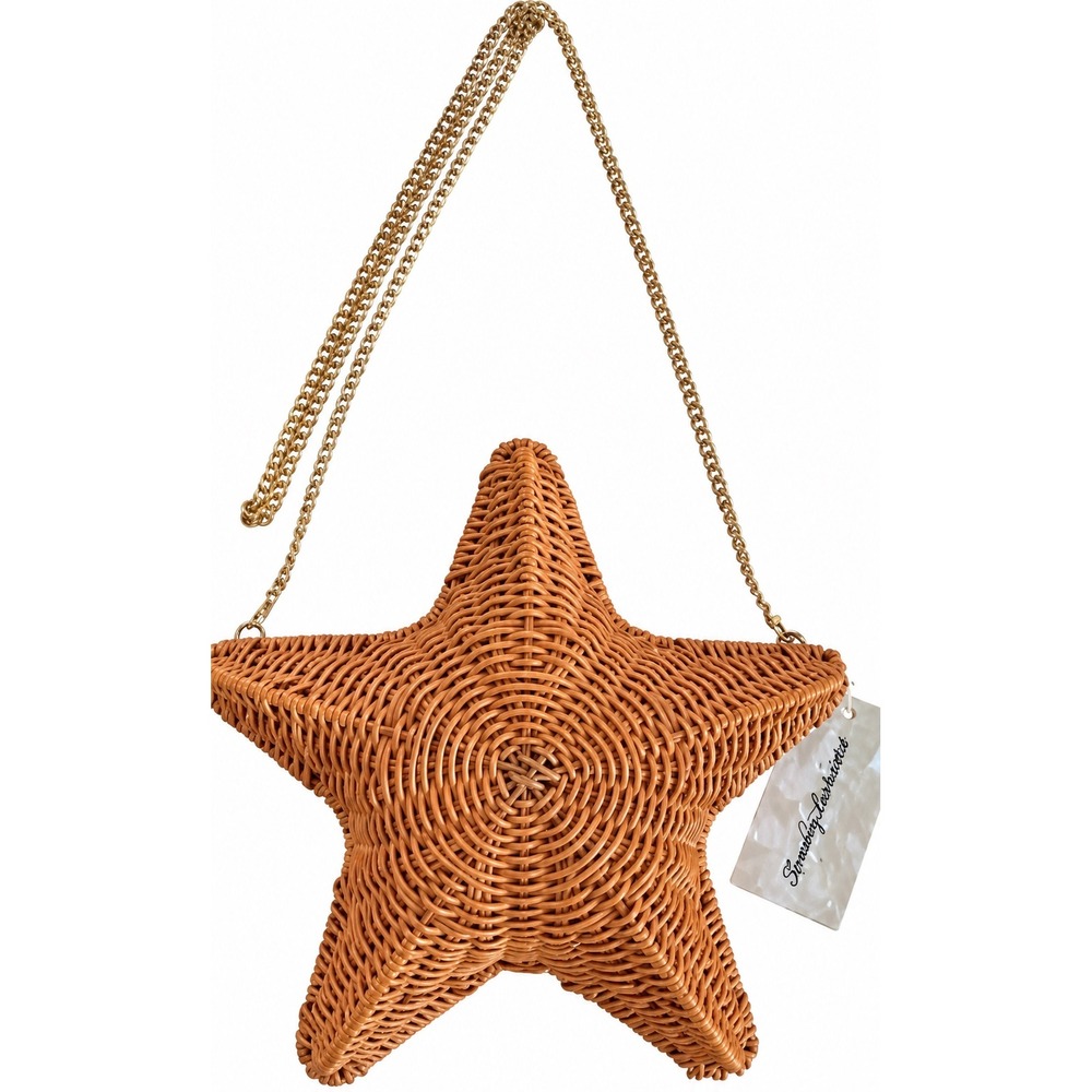 NWT Tommy Bahama Starfish Wicker Crossbody Bag Dark Natural Gold Chain